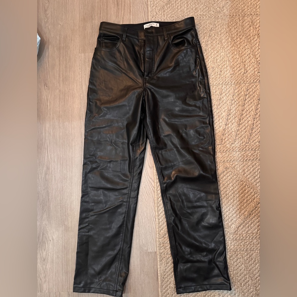 Abercrombie & Fitch Black 90’s Straight Ultra High Rise Faux Leather Pants